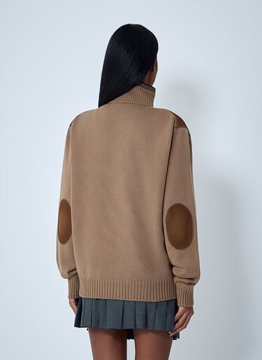 Miu Miu High Neck Suede-Panel Jacket Brown miu0262018