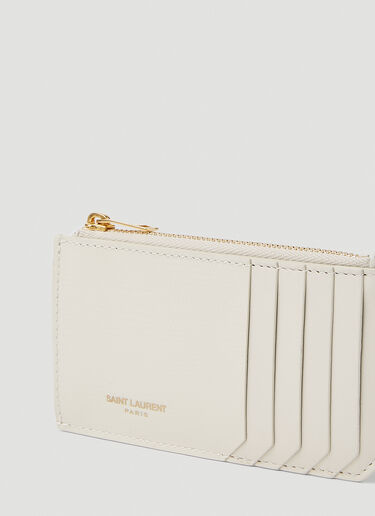 Saint Laurent Painted Zip Top Card Holder White sla0251066