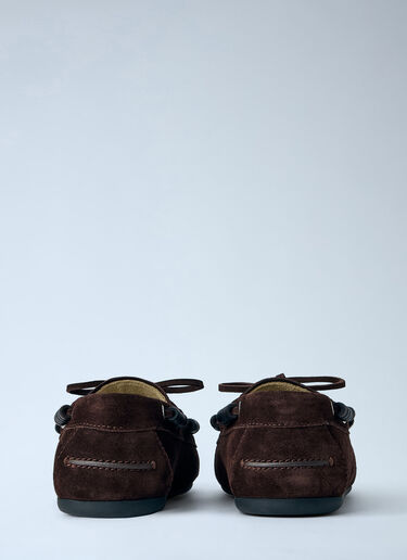 Miu Miu Suede Tassel Loafers Dark Brown miu0265020