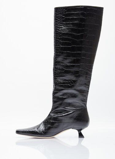 Rejina Pyo Pillar Snake-Embossed Leather Boots Black rej0253012