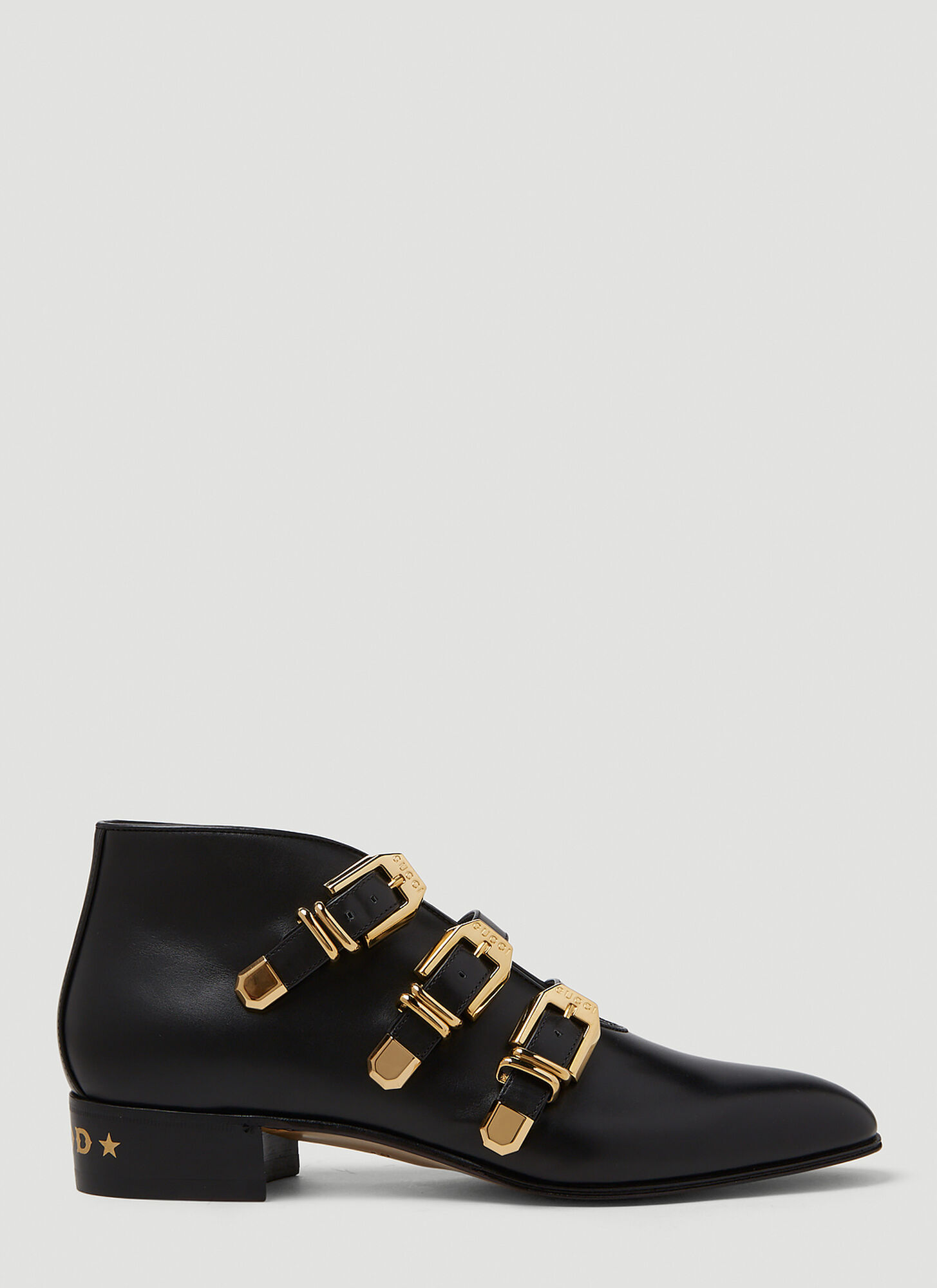 Gucci Hollywood Buckle Ankle Boots Female Black In New