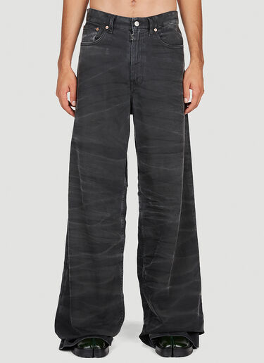 MM6 Maison Margiela Crease Effect Wide Leg Jeans Black mmm0153009
