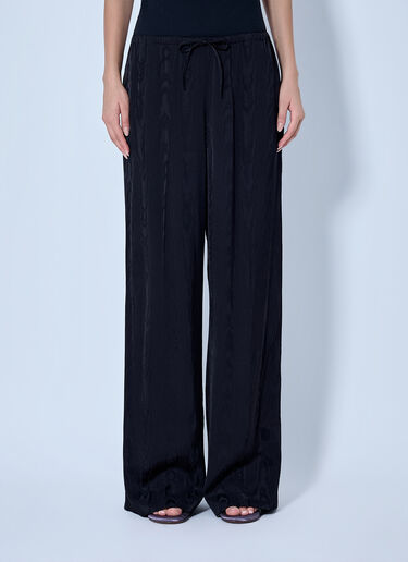 LN-CC® - Dries Van Noten: Puvis Wide-Leg Satin Pants - Black Dries Van Noten Puvis Wide-Leg Satin Pants Black dvn0265007