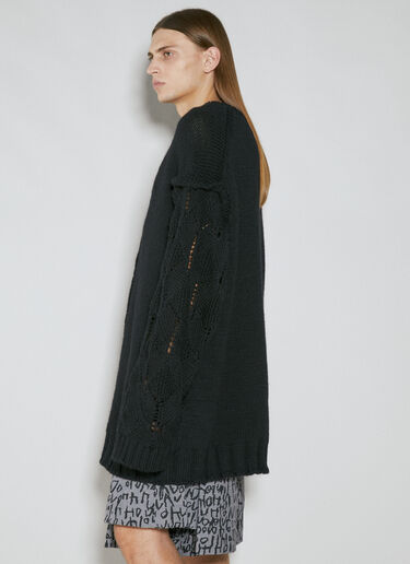Yohji Yamamoto Designed Sleeve Wool Cardigan Black yoy0154008