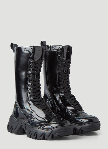 Rombaut Patent Combat Boots Black rmb0246006