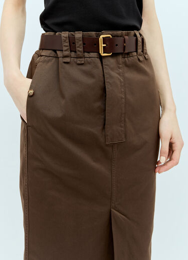 Saint Laurent Twill Pencil Skirt Brown sla0256033