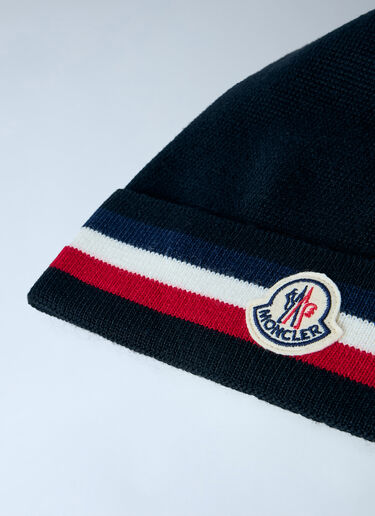 LN-CC® - Moncler: Logo Patch Knit Beanie - Black Moncler Logo Patch Knit Beanie Black mon0166039