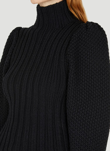 Saint Laurent High Neck Ribbed Sweater Black sla0249056