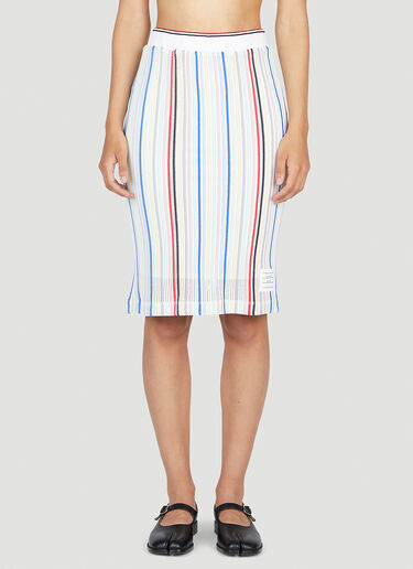 Thom Browne Striped Midi Skirt White thb0252010