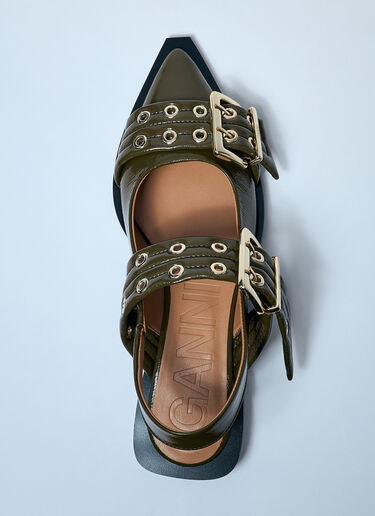 GANNI Feminine Buckle Ballerina Flats Brown gan0259071