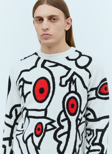 Walter Van Beirendonck Detachable Collar Sin Knit Sweater White wlt0154005
