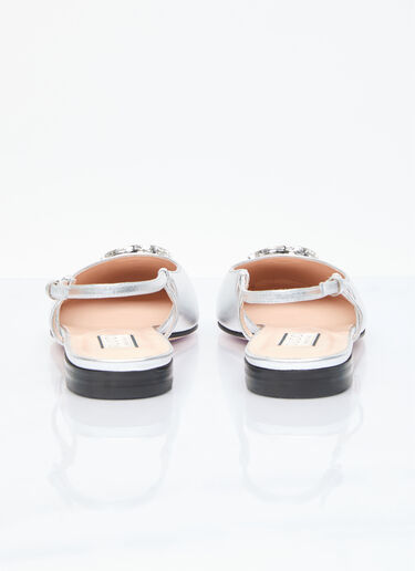 Gucci Crystal Logo Ballerina Flats Silver guc0255187