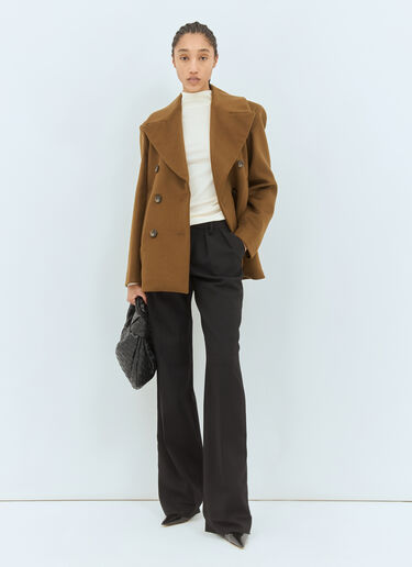 Sportmax Oversized Wool Pea Coat Brown spx0258007