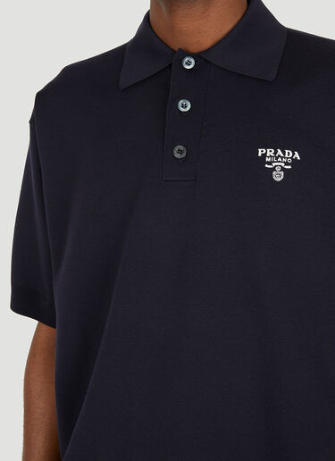Prada Embroidered Logo Polo Shirt Blue pra0149118