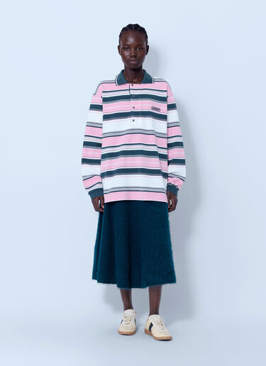 Lacoste Runway Loose Fit Striped Piqué Polo Shirt Pink lac0366001
