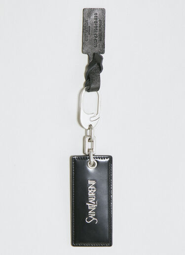 Saint Laurent Logo Plaque Leather Keyring Black sla0154046