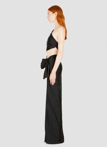 Saint Laurent Gathered Single Shoulder Dress Black sla0248005