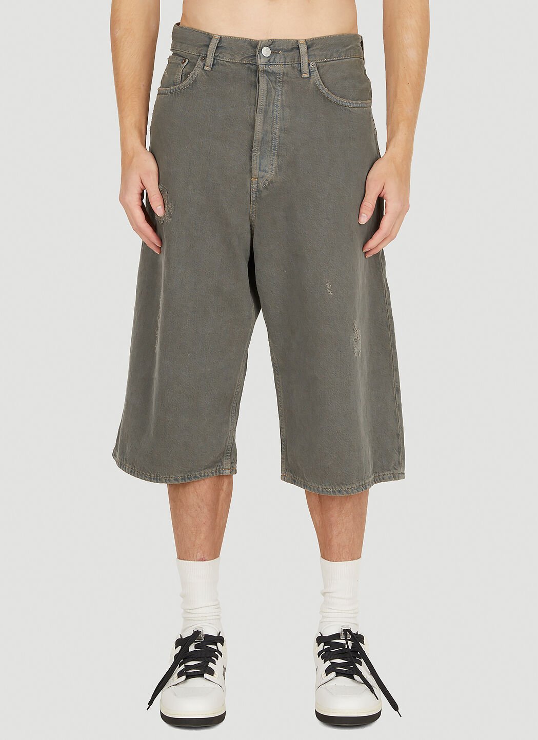 Distressed denim clearance bermuda shorts black