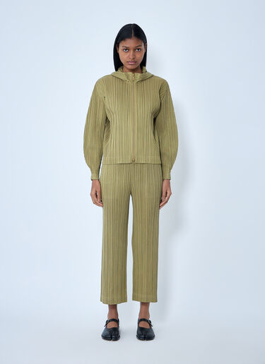 Pleats Please Issey Miyake Ribbed Knit Hooded Sweatshirt Yellow plp0263010