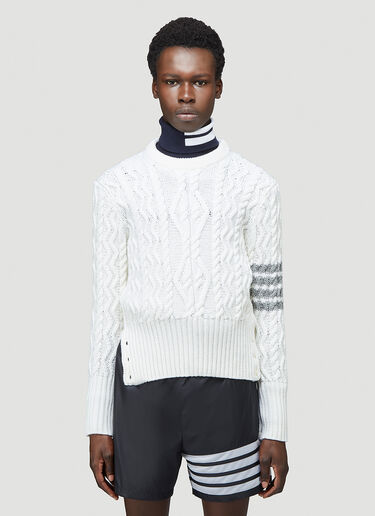 Thom Browne Cable Knit Sweatshirt White thb0143026
