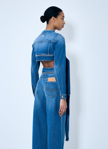 Jean Paul Gaultier Crop Denim Jacket With Zip-Belt Blue jpg0259006
