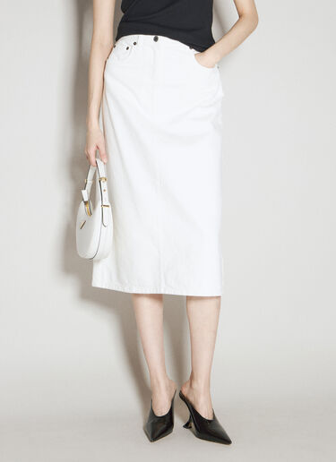 Prada Denim Midi Skirt White pra0256016