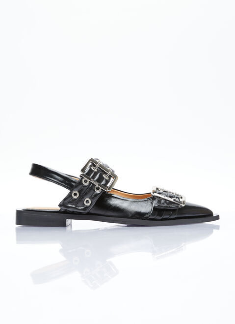 GANNI Chunky Buckle Ballerina Flats Beige gan0254009
