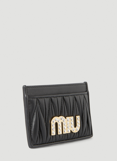 Miu Miu Embellished Logo Card Holder Black miu0234019