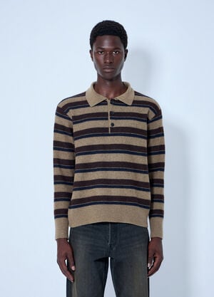 ssstein Knit Stripe Polo Brown sss0164010