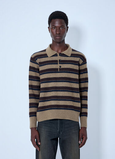 LN-CC® - ssstein: Knit Stripe Polo - Brown ssstein Knit Stripe Polo Brown sss0164010