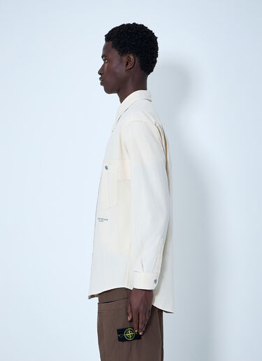 Stone Island Long Sleeve Cotton Button-Down Shirt Ivory sto0164046