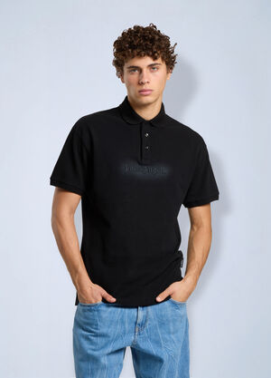 Palm Angels Logo Spray Regular Polo Shirt Black pma0166297