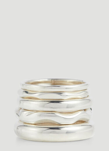Bottega Veneta Set of Five Stacking Rings Silver bov0246073