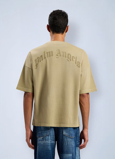 Curved Logo Loose Collar T-Shirt Palm Angels Curved Logo Loose Collar T-Shirt Green pma0162012