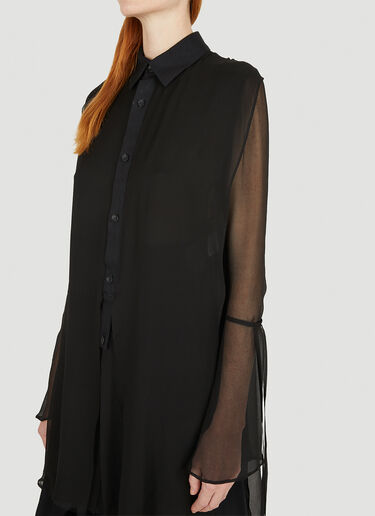Yohji Yamamoto 타이 잠금 시어 셔츠 블랙 yoy0250001