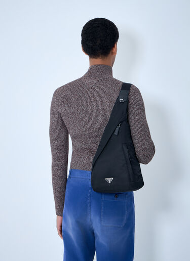 Prada 不对称尼龙斜挎包 黑色 pra0164009