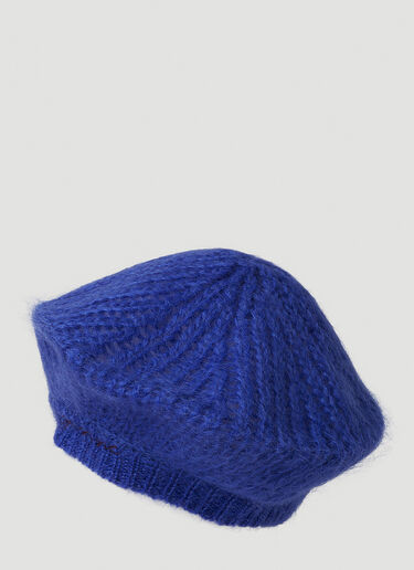 GANNI Brushed Knit Beret Blue gan0251074