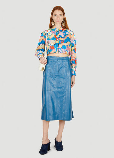 Marni Cropped Printed Shirt Blue mni0251004