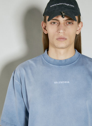 Balenciaga 로고 자수 티셔츠 블루 bal0154018