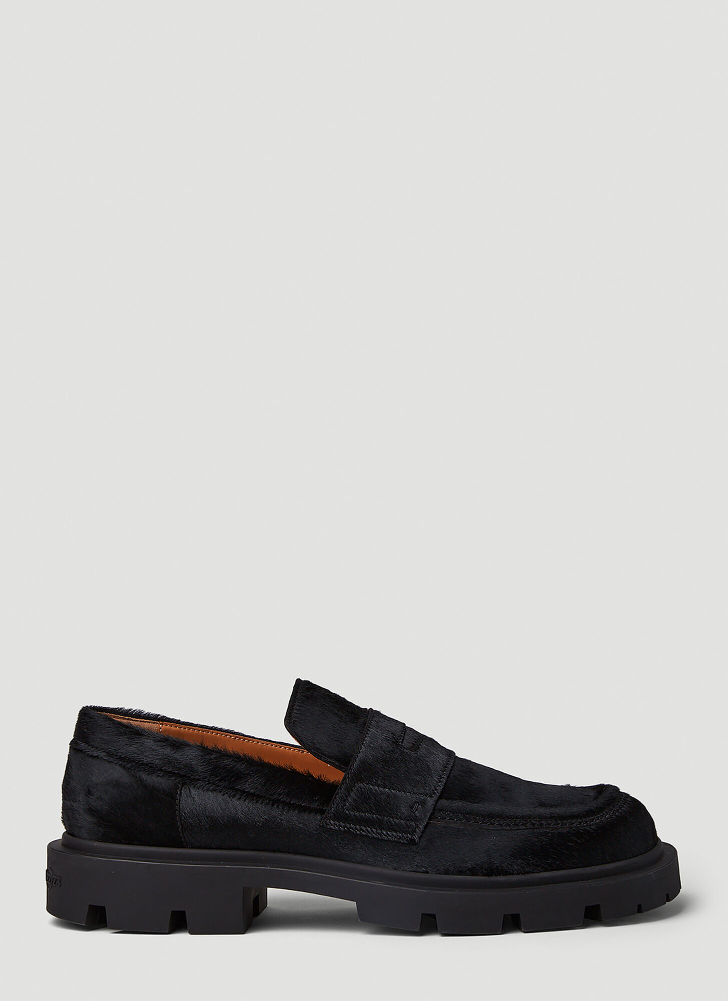 Maison Margiela Hairy Penny Loafers In Black