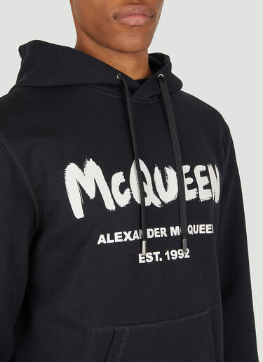 Alexander McQueen 涂鸦徽标连帽卫衣 黑色 amq0147021