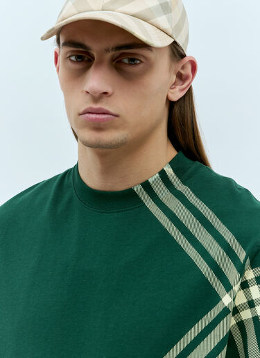 Burberry Check Sleeve Cotton T-Shirt Green bur0155039