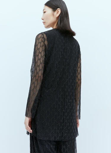 Gucci Tulle Interlocking GG Crystal Mini Dress Black guc0253034