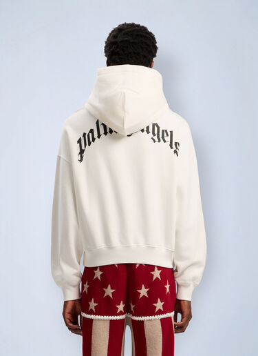 Back Curved Logo Loose Hooded Sweatshirt Palm Angels Back Curved Logo Loose Hooded Sweatshirt White pma0162090