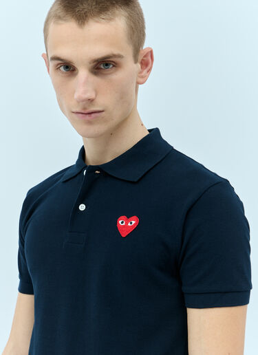 Comme Des Garçons PLAY Logo Patch Polo Shirt Navy cpl0355005