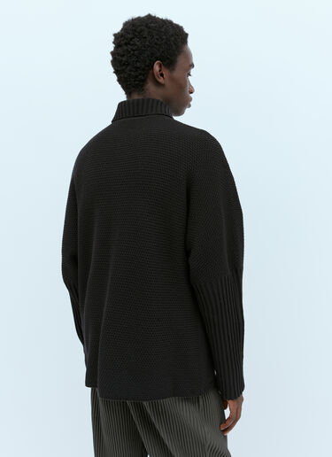 Homme Plissé Issey Miyake Rustic Knit Cardigan Black hmp0154004