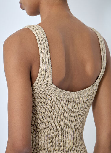 Khaite Lex Ribbed-Knit Maxi Dress Beige kha0264006