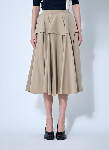 Bottega Veneta Gathered Midi Skirt Beige bov0255006