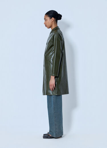 MM6 Maison Margiela Faux-Leather Button-Up Coat Green mmm0264050