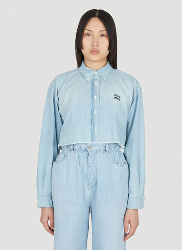 Miu Miu Cropped Denim Shirt Blue miu0250028